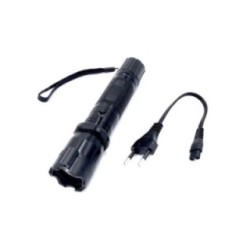 Erős zseblámpa, elektrosokkal és LS1298 típusú lézerrel, zsinórral, fekete, 17 cm