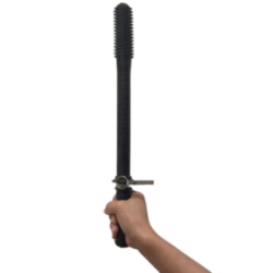 Baston din Cauciuc Negru, pentru Autoaparare, cu Clips pentru Centura, 48 cm