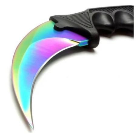 Нож Karambit Fade с извито острие тип нокът, ергономична антихлъзгаща дръжка с пръстен за пръст, тактически модел