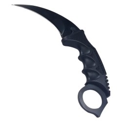 Karambit kés ívelt pengével, gyűrűs markolattal, csúszásmentes ergonomikus nyéllel, prémium dizájnnal gyűjteménybe, fekete