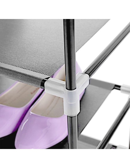 Dulap Textil pentru Incaltaminte FTXT-9 cu 9 Rafturi – Organizator Pantofi Gri, Pliabil si Usor de Montat