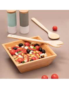 Set 2 Tacamuri pentru Salata din Bambus, Linguri Salata, 30 cm, Rezistente, Usoare, Bucatarie Moderna