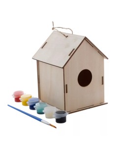 Casa pentru pasari, DIY, din lemn, cu kit de pictura în acuarela