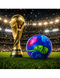 Футболна топка FIFA Световна купа, Размер 5, Син дизайн с листа, За тренировки и развлекателна игра
