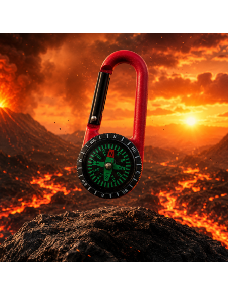 Busolă cu Carabină Multicoloră pentru Drumeții, Camping și Supraviețuire, Accesoriu Outdoor pentru Orientare și Aventură
