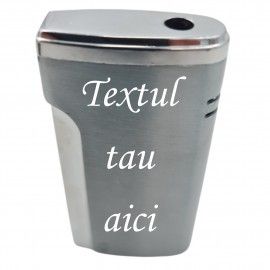 Személyre szabott fém öngyújtó a te szövegeddel, gáz, szélálló, doboz, szürke