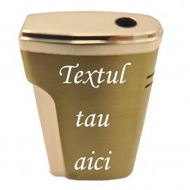 Személyre szabott fém öngyújtó a te szövegeddel, gázos, szélálló, dobozos, arany színű