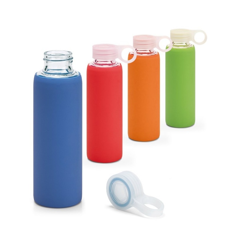            Sticla sport din sticla borosilicata cu capac si protectie siliconica, capacitate 380 ml
         